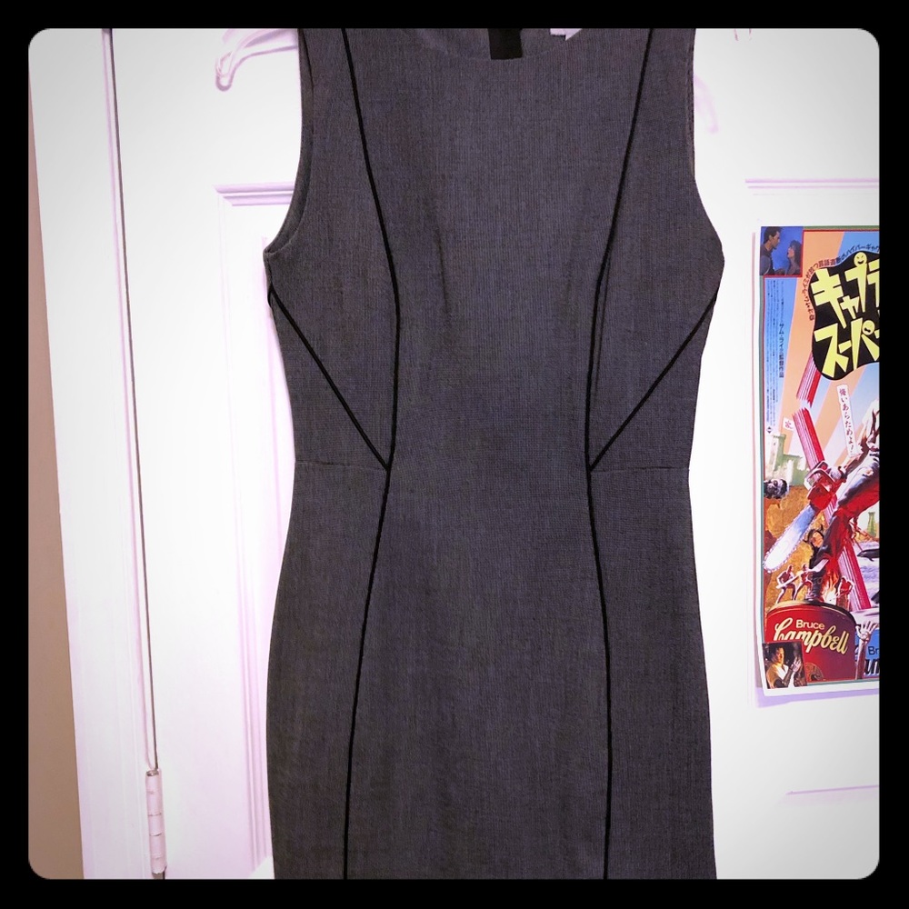 Grey business casual sleeveless dress